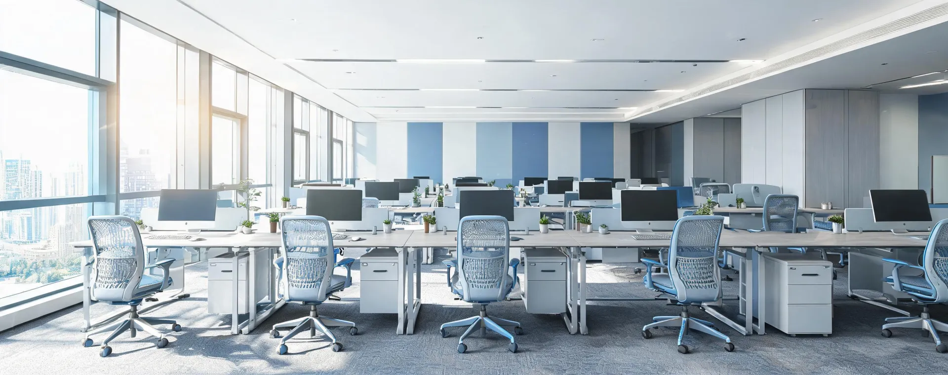 Ergonomic office seating in a corporate workspace