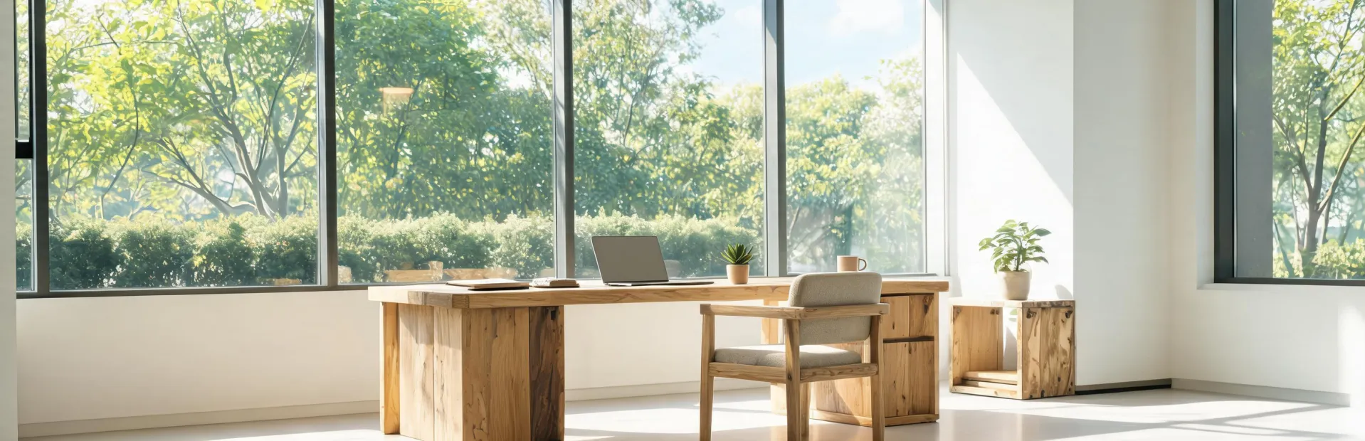 Sustainably sourced wood and natural light office